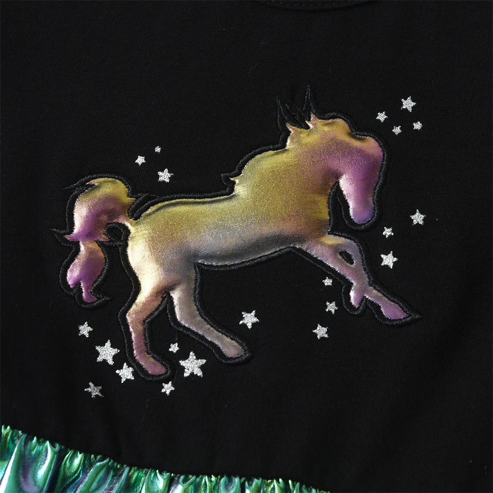 DXTON Vestido de algodón manga corta para niñas unicornio
