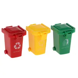 Mini botes de basura de plástico didácticos para casa de muñecas