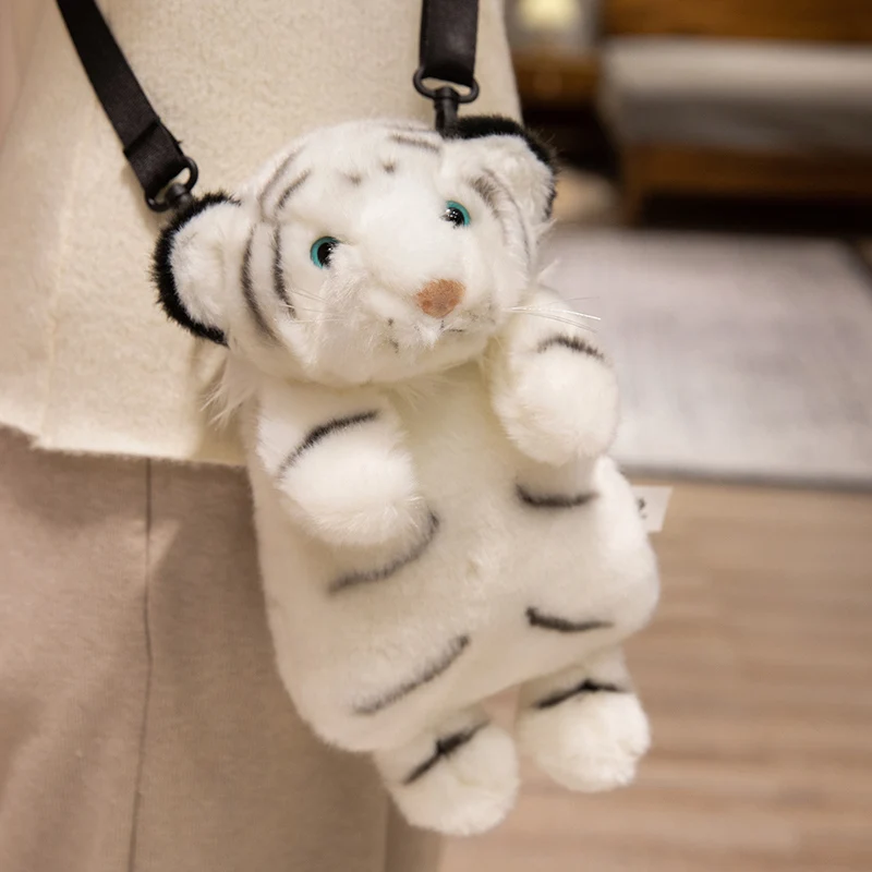 Bolso de hombro de felpa con dibujo de tigre