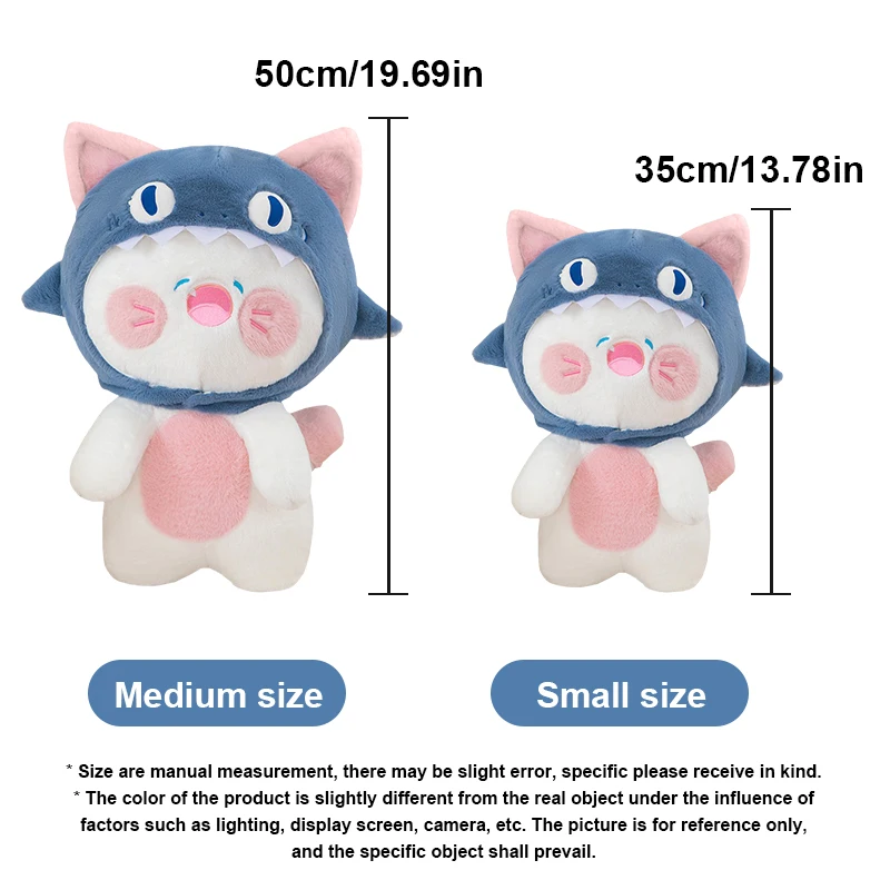 Peluche de gato tiburón suave con gorro extraíble para decorar - imagen 5