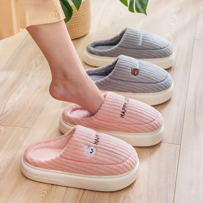 Pantuflas de invierno antideslizantes con suela gruesa para casa - imagen 3