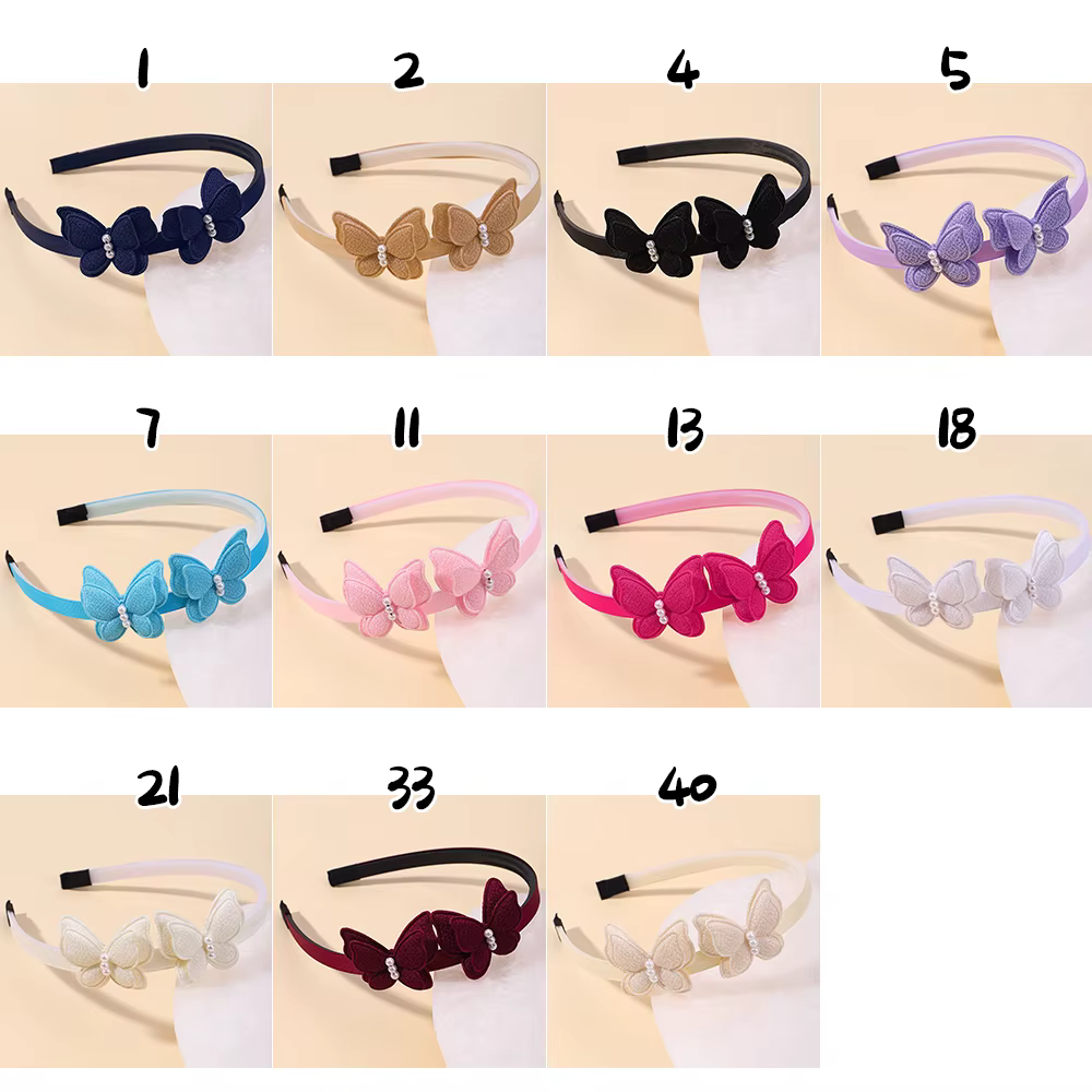 Diadema infantil con mariposa y perlas