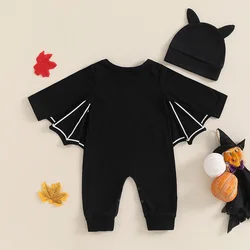 SUNSIOM Pelele Halloween bebé - Body fantasma con sombrero murciélago