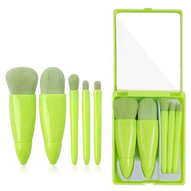 Set de maquillaje infantil con brochas y espejo cuadrado - imagen 2