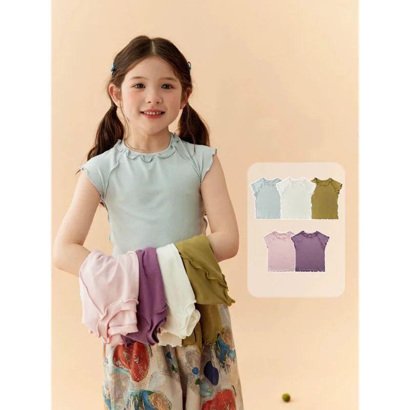 Camiseta de verano infantil transpirable de color liso para niños - imagen 4