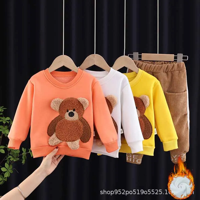 Conjunto de sudadera acolchada y pantalón para niños, invierno