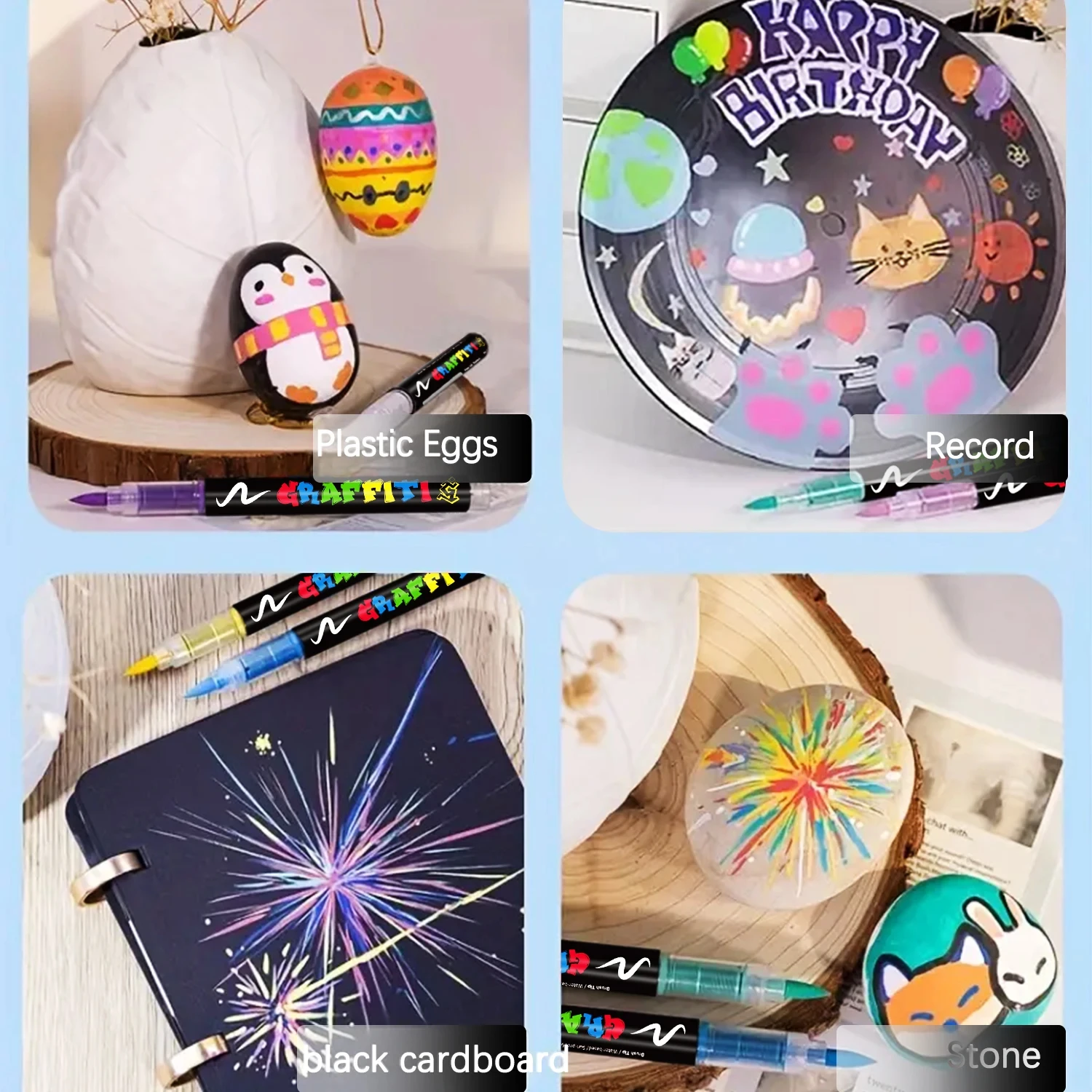 Rotuladores acrílicos con punta de pincel - 12 colores para niños - imagen 3