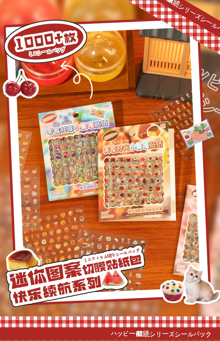 Pegatinas kawaii de mini animales y postres