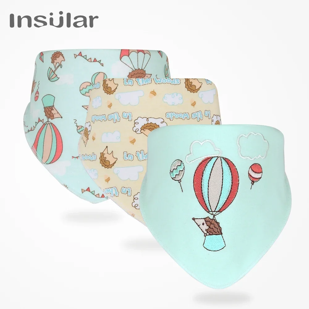 INSULAR Baberos bandana de algodón para bebé – Suave y absorbente - imagen 3