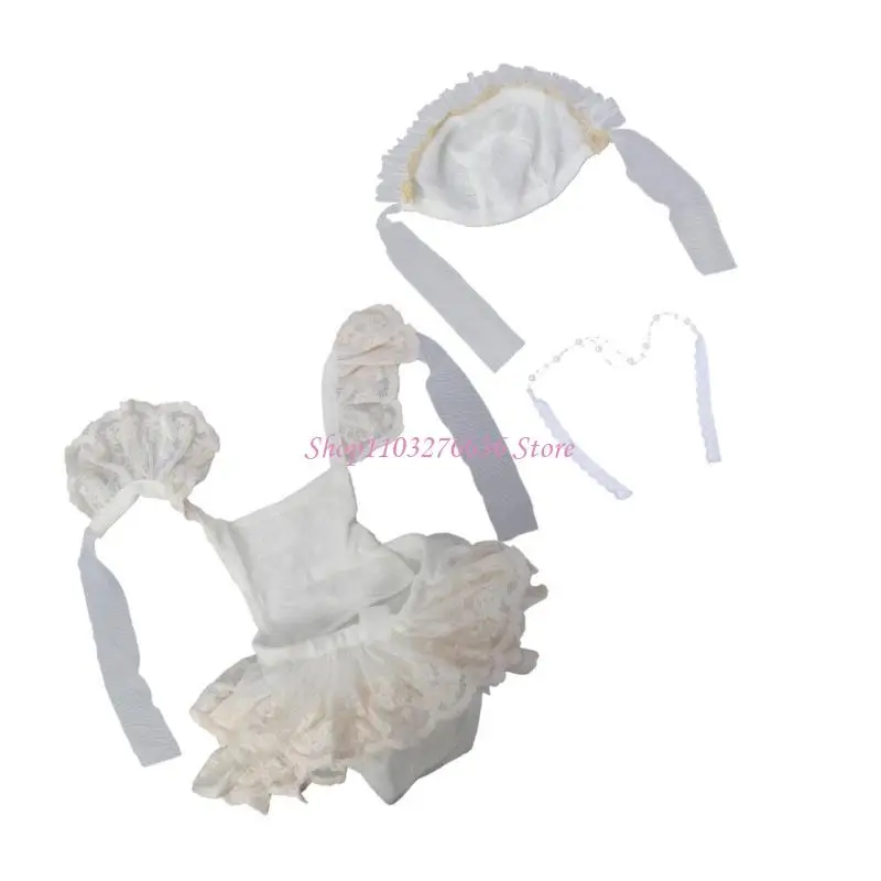 Vestido de encaje con diadema y gorro para ocasiones especiales