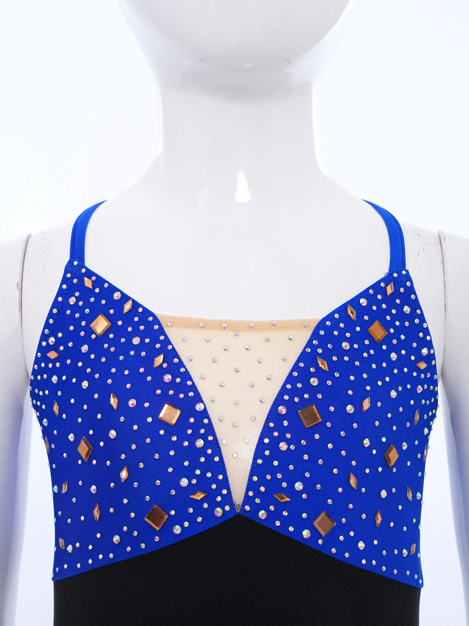 Vestido patinaje artístico con tirantes finos y pedrería - imagen 4