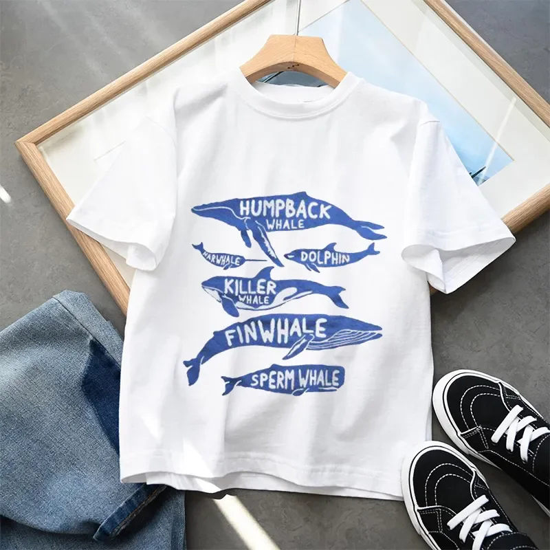 Camiseta tiburón manga corta veraniega para niño y niña - imagen 2