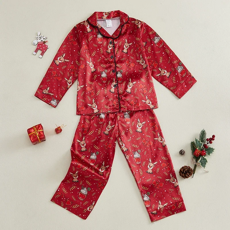 VISgogo Pijamas navideños niña con lazo y cintura elástica - imagen 2