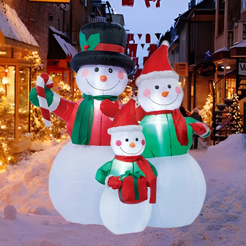 Figura inflable navideña: muñeco de nieve con luces LED - imagen 3