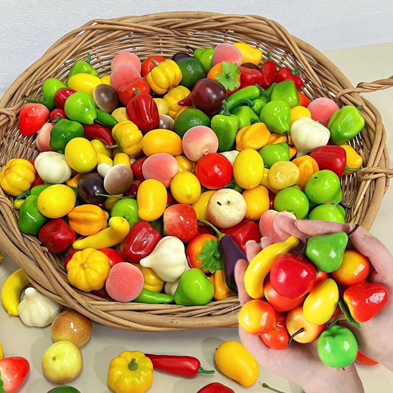 Mini frutas y verduras de juguete para manualidades infantiles - imagen 3