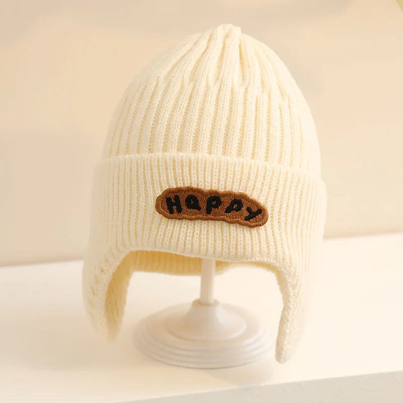 Gorro tejido para bebé de invierno con protección de oídos cálida