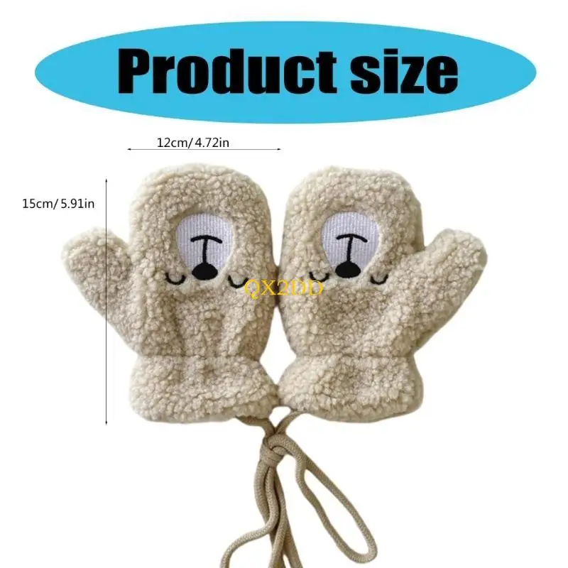 QX2D Guantes dedos completos lana de cordero para niños cálidos - imagen 4