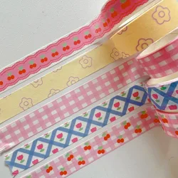 Cinta washi adhesiva decorativa a cuadros en tonos dulces