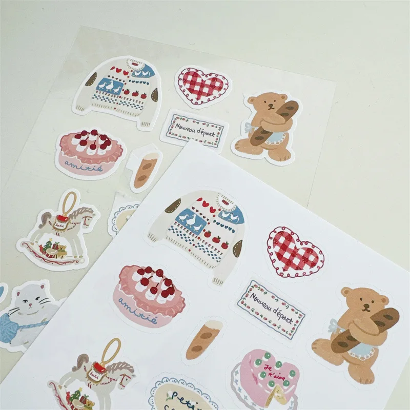 Pegatinas infantiles transparentes decorativas de oso estilo pastoral