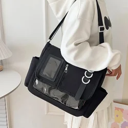 Mochila escolar Harajuku transparente con insignias para niña