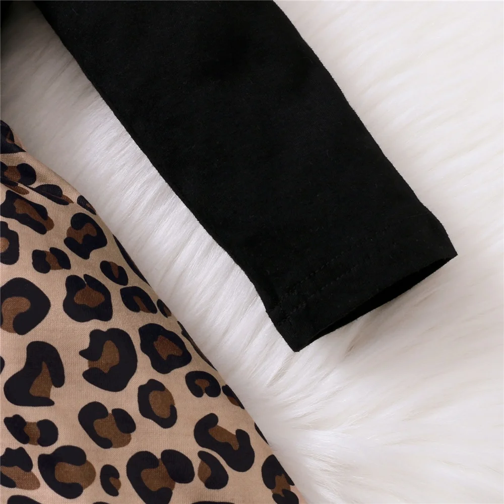 Vestido mono de leopardo para bebé niña con lazo – Manga larga otoño - imagen 4