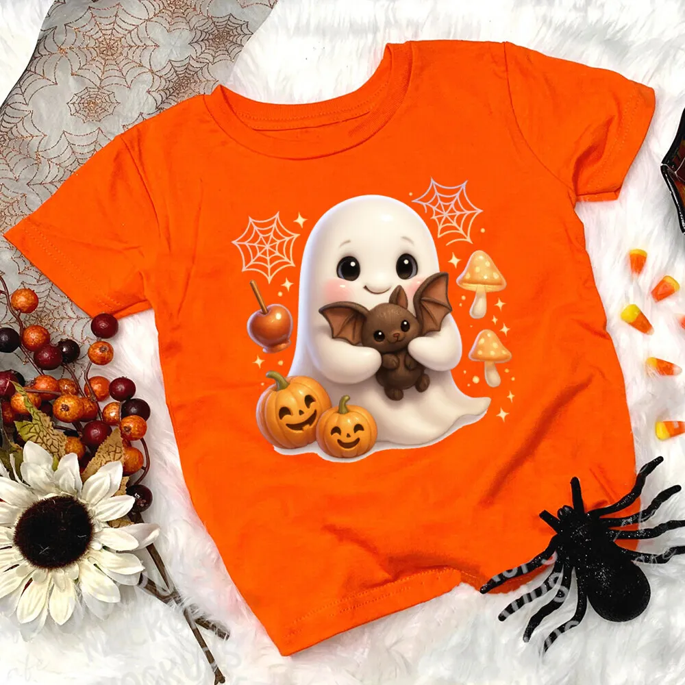 Camiseta Halloween para niño – Estampado de calabaza naranja - imagen 2
