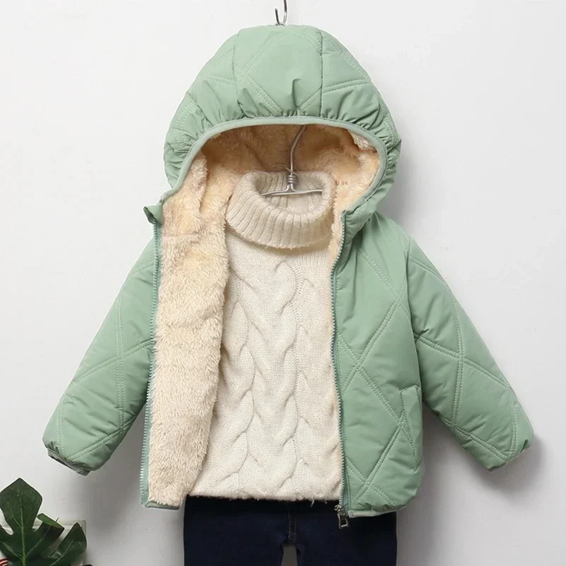 Chaqueta en lana de cordero con terciopelo para niña, invierno - imagen 2