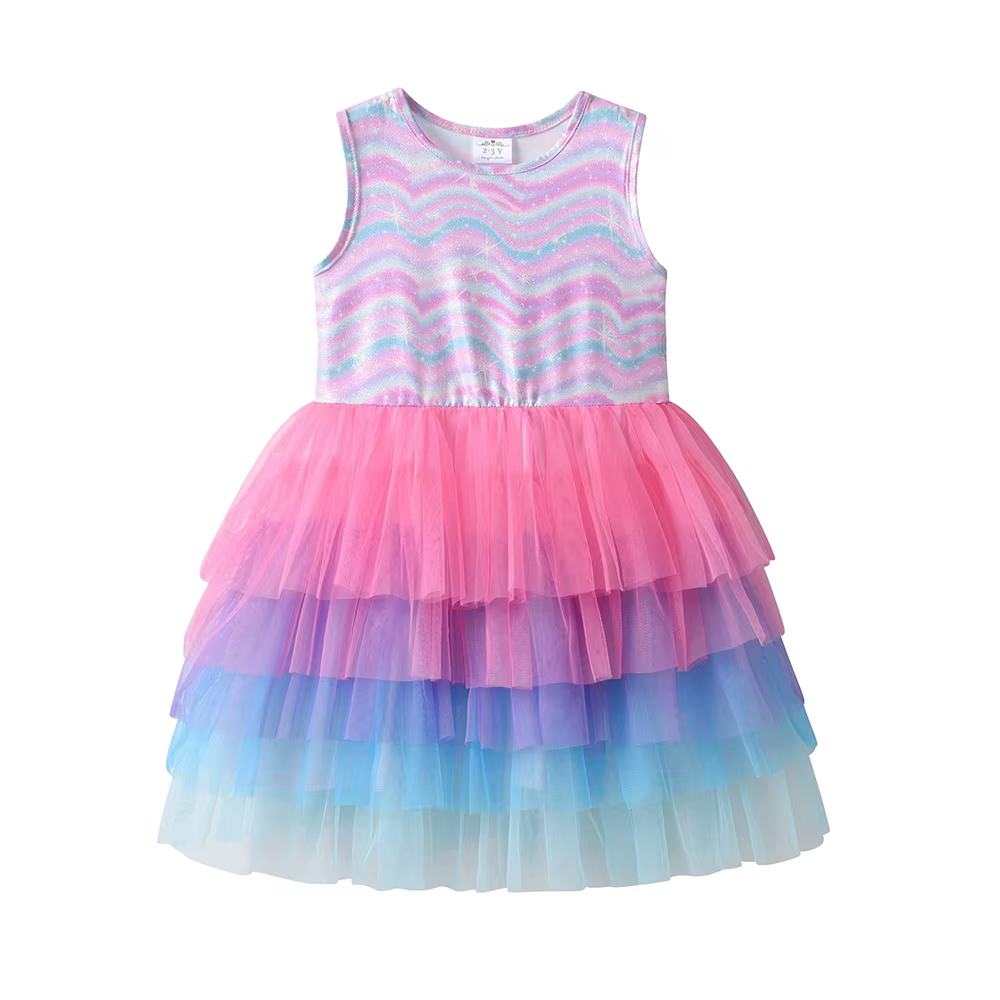 DXTON Vestido de princesa infantil con falda sirena y capas - imagen 5