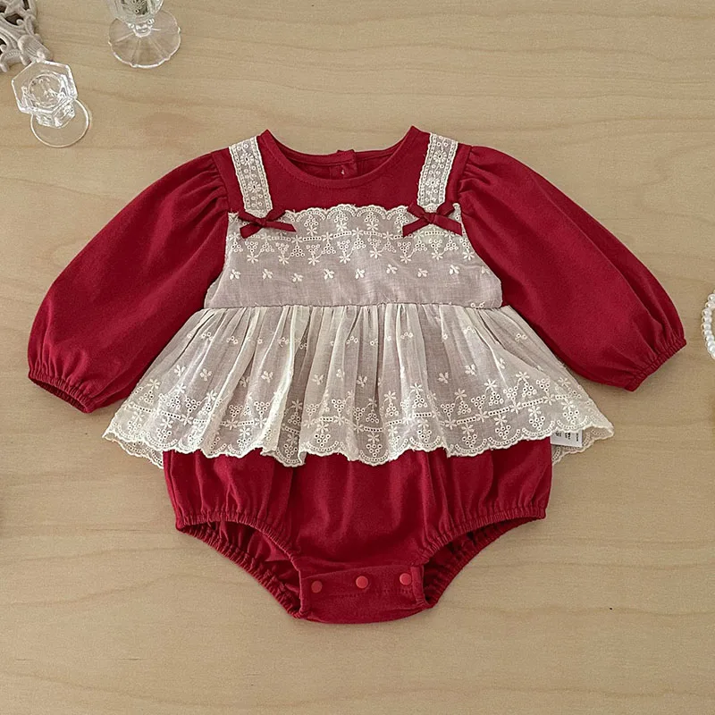 Herfst Body bebé de manga larga para niña con estampado princesa roja - imagen 2