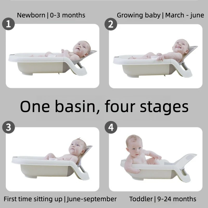 Bañera de bebé plegable con asiento reclinable antideslizante
