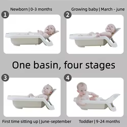 Bañera de bebé plegable con asiento reclinable antideslizante