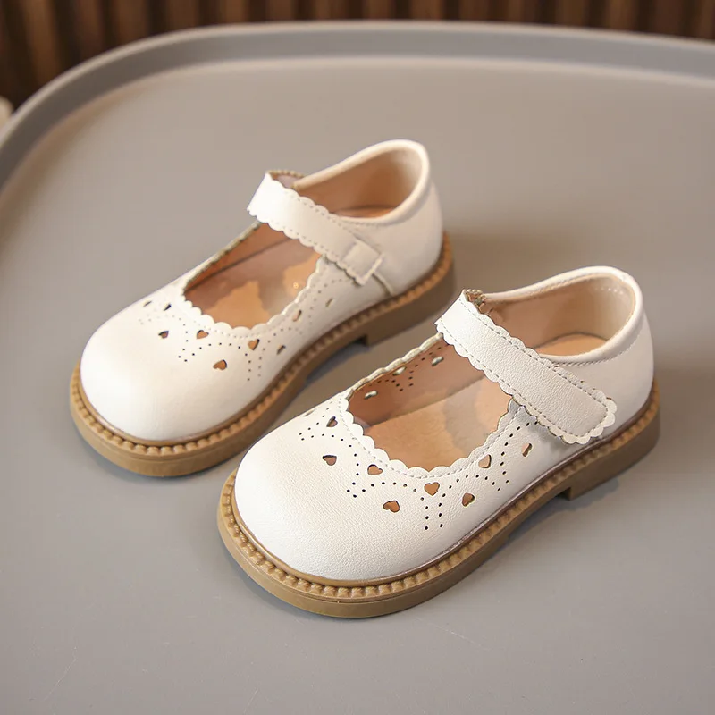 Zapatos de cuero para niña con suela flexible y calado - imagen 3