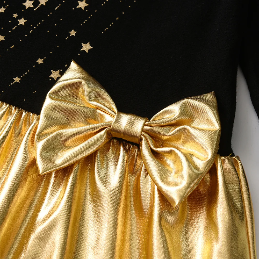 DXTON vestido Navidad Año Nuevo para niñas princesa estrellas doradas - imagen 3