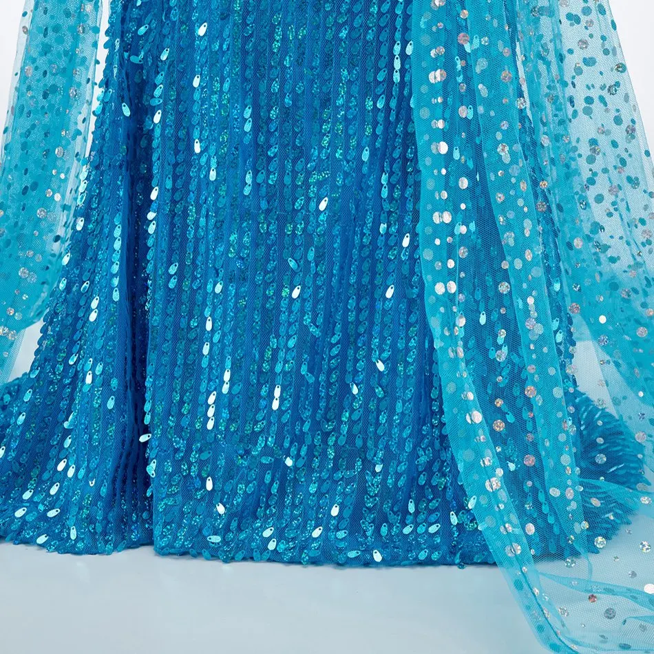Disfraz tipo vestido de Elsa con lentejuelas azules para niñas