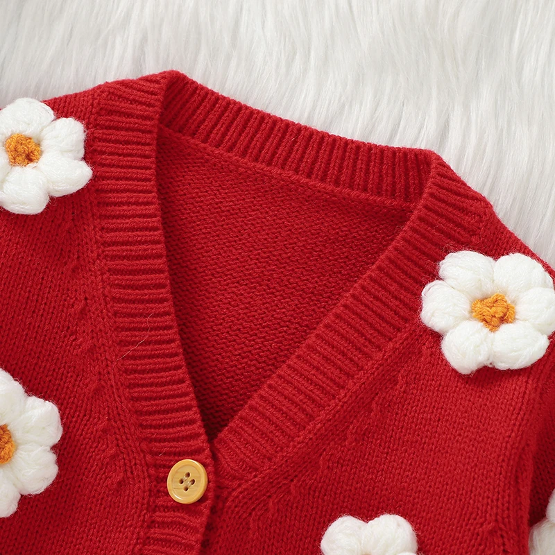 Jersey bebé de punto con botones y flores para niña - imagen 3