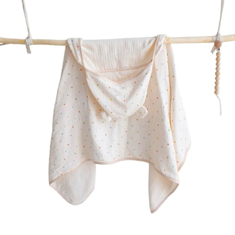 Poncho de baño con capucha de gasa para bebé, algodón suave - imagen 5