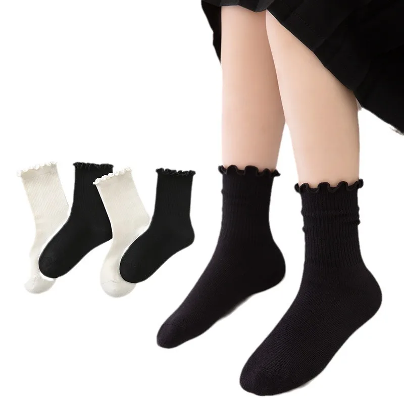 Calcetines tobilleros de algodón con volantes para niñas, elegantes - imagen 4