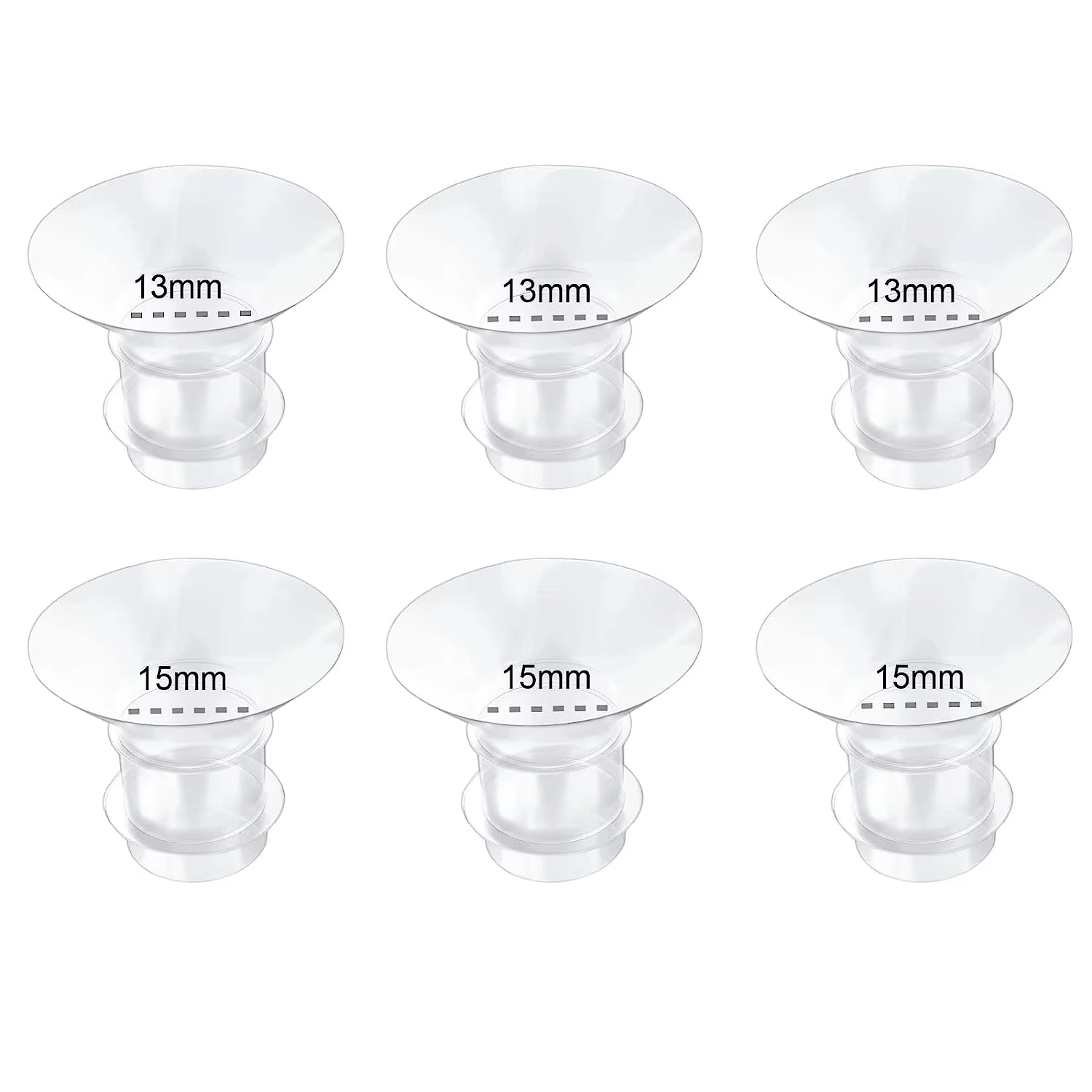 Insertos de brida de diferentes tamaños en silicona transparente
