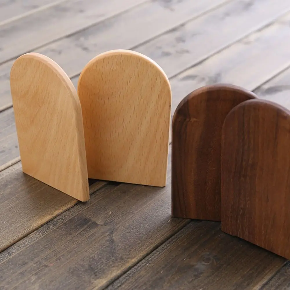 Sujetalibros de madera natural resistentes para escritorio y libros - imagen 5