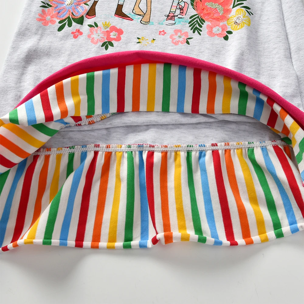 DXTON vestido a rayas para niña de princesa con volantes - imagen 5