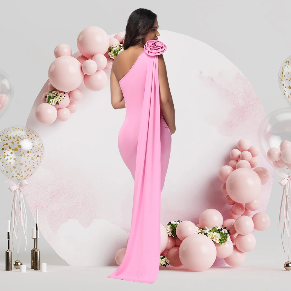 Vestido midi veraniego de un hombro con manga flotante floral 3D - imagen 3