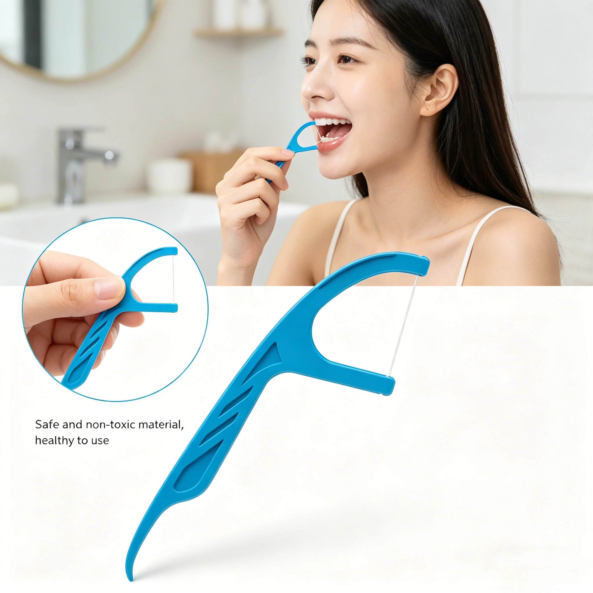 Palillos de hilo dental infantiles de menta – cabeza ancha - imagen 4