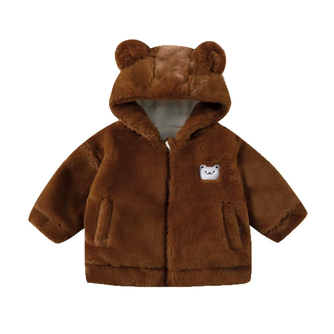 Chaqueta acolchada infantil con capucha cálida para invierno unisex - imagen 3
