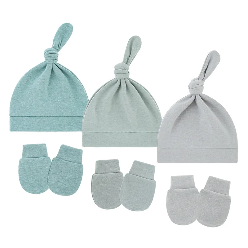 Conjunto gorro y guantes de bebé algodón suave para invierno - imagen 5