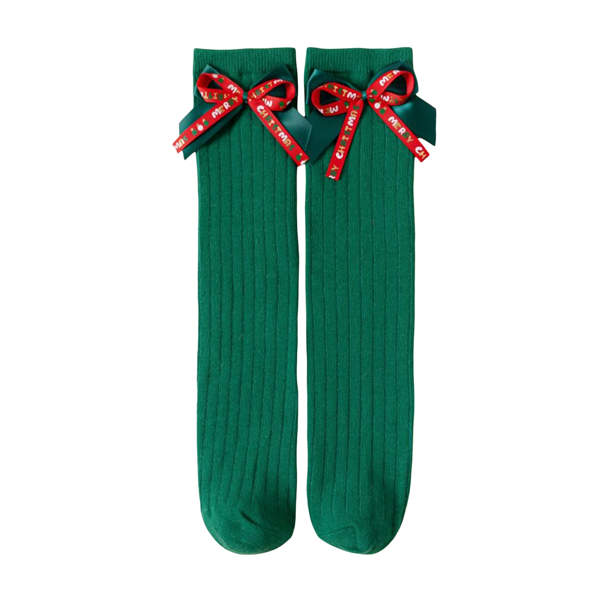 Calcetines navideños hasta la rodilla con diseño de Papá Noel