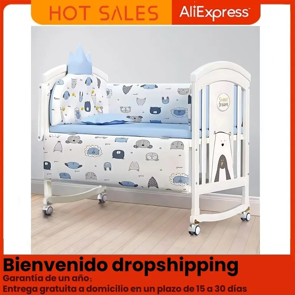 Cuna multifuncional para bebé con moisés móvil y colchón acolchado - imagen 2
