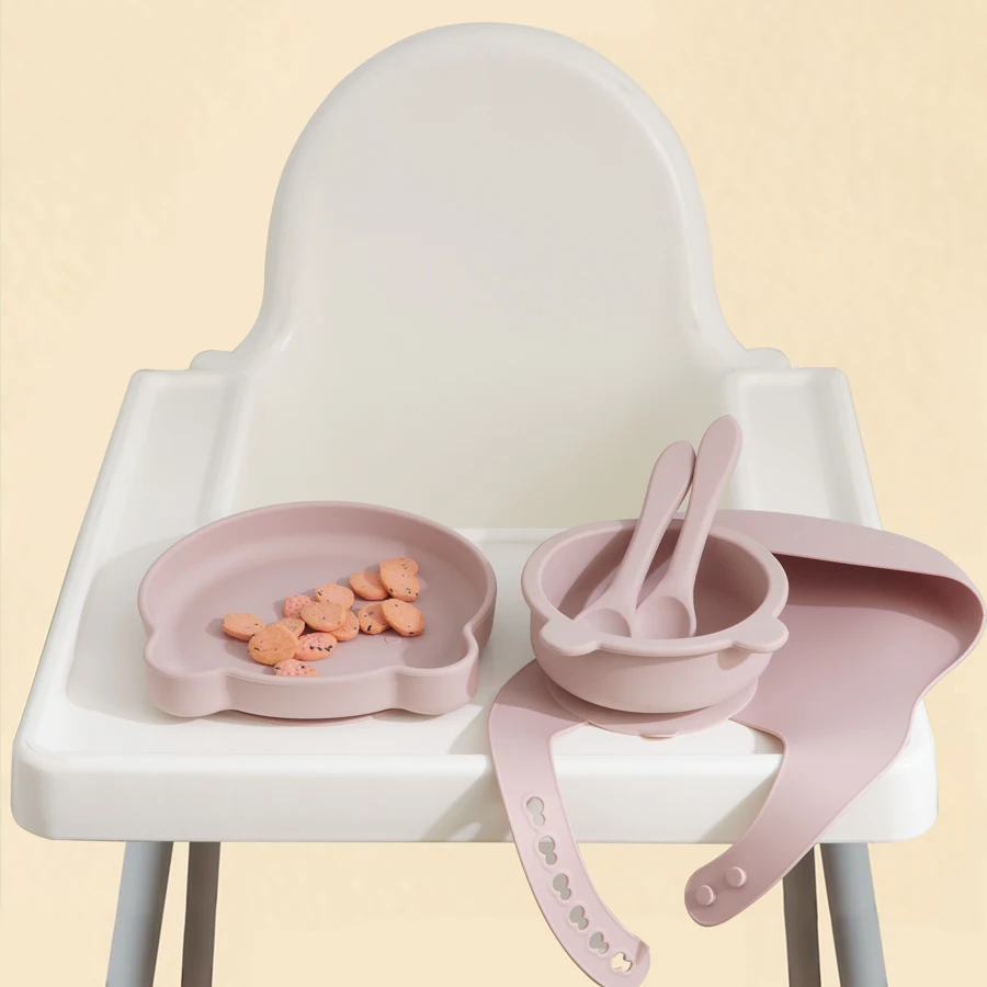 Alimentación bebé: cuenco con ventosa y cubiertos de silicona - imagen 3