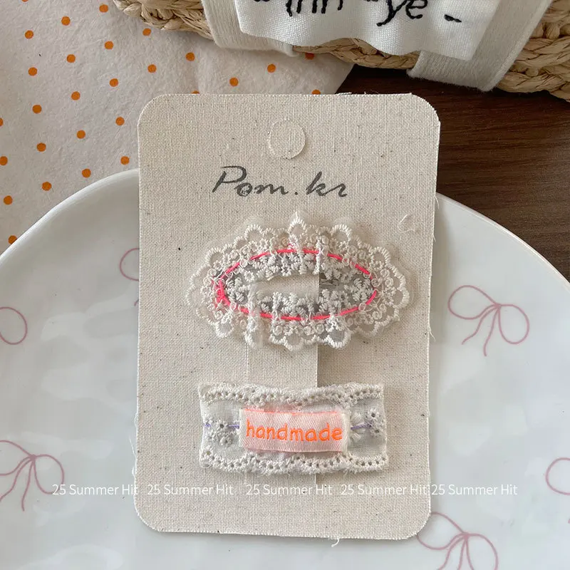 Pinzas para el pelo con lazo de encaje para niña estilo romántico - imagen 4