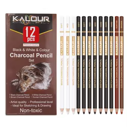 KALOUR lápiz de carbón para dibujo – Blanco y negro