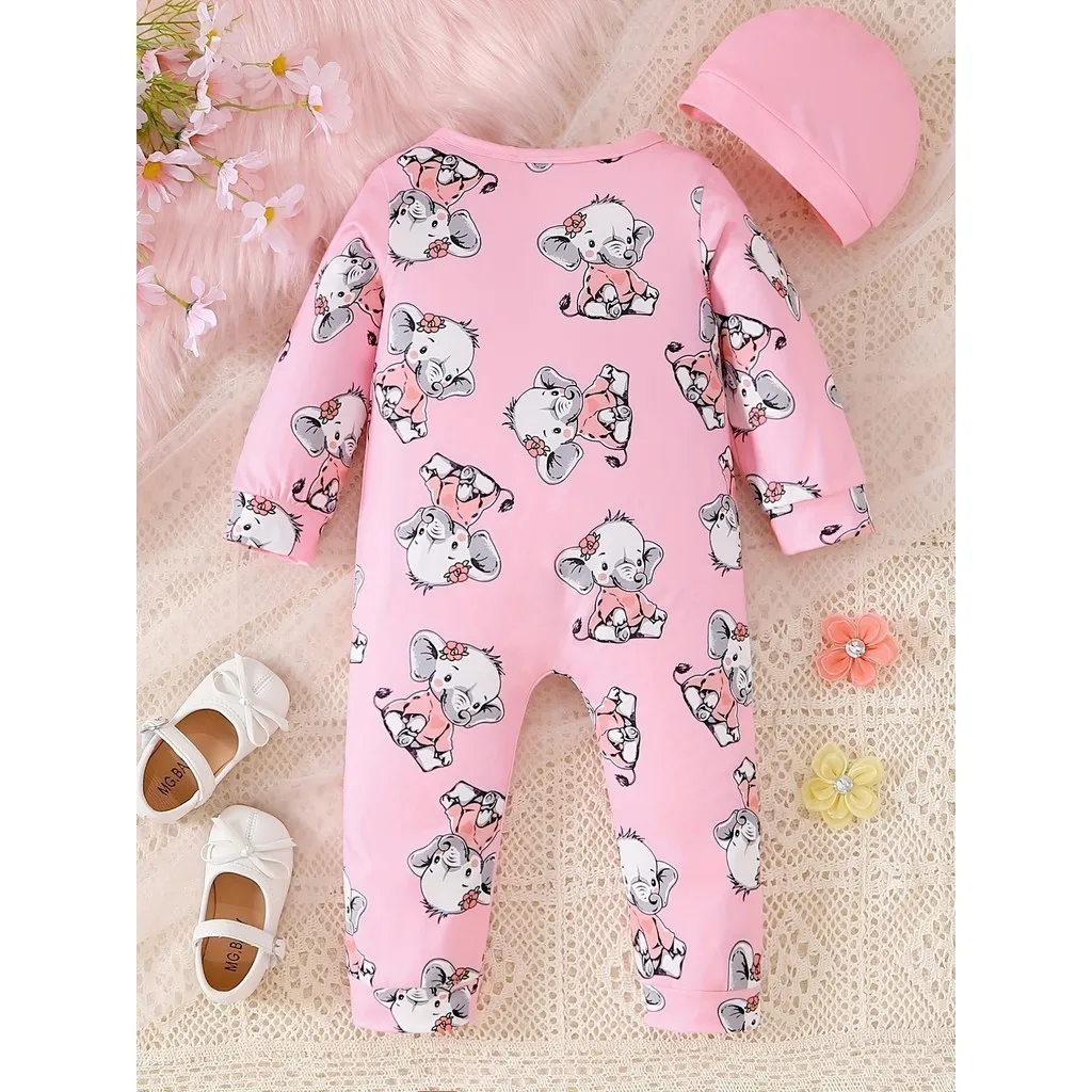 Pelele bebé con motivo elefante y sombrero para niña 0-24 meses - imagen 3